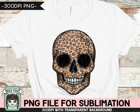 Leopard Skull SUBLIMATION design PNG, Leopard Skull png file, Skull PNG sublimation designs, Halloween Shirt Sublimation, Skull download Sublimation Wild Pilot 