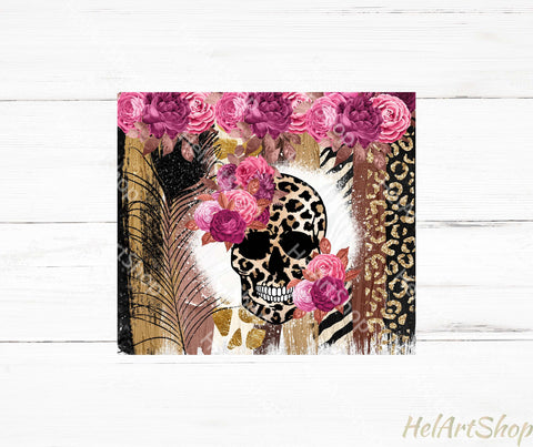 Leopard Skull Tumbler PNG | Boho Tumbler Sublimation Sublimation _HelArtShop_ 