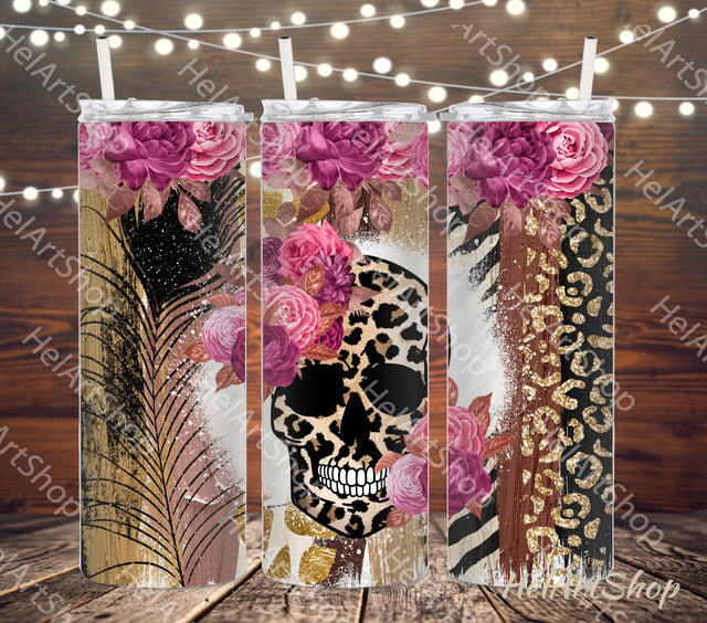 Leopard Skull Tumbler PNG | Boho Tumbler Sublimation Sublimation _HelArtShop_ 