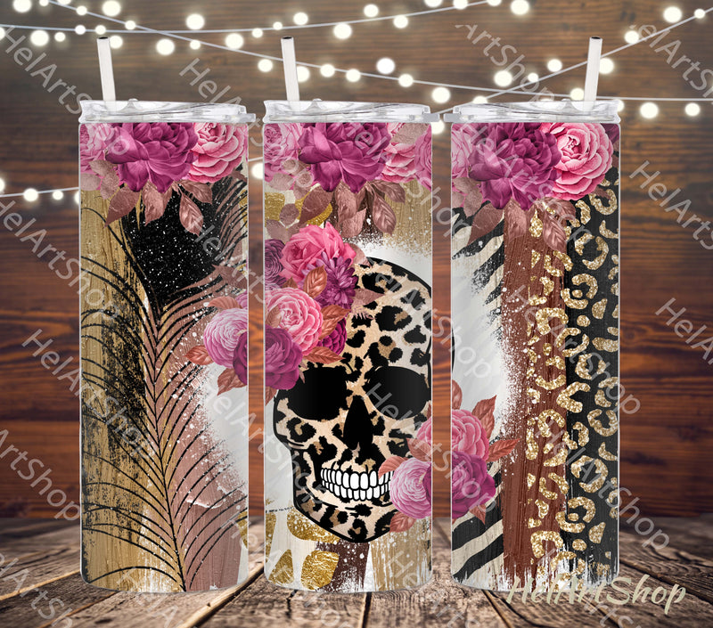 Leopard Skull Tumbler PNG | Boho Tumbler Sublimation Sublimation _HelArtShop_ 