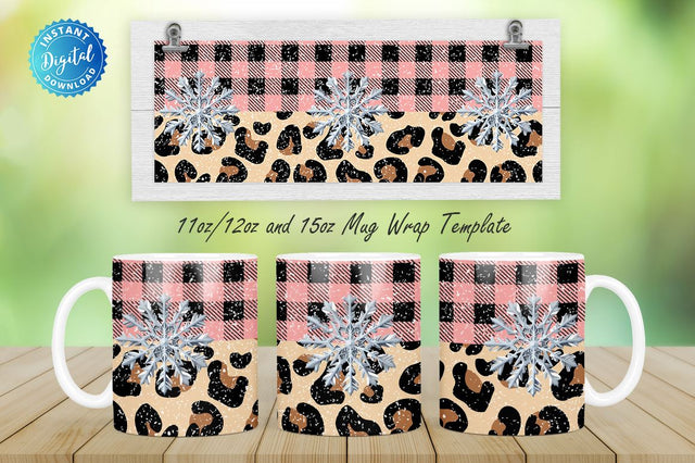 Leopard Snowflake 11, 12 & 15 Oz Mug Sublimation Sublimation Regulrcrative 