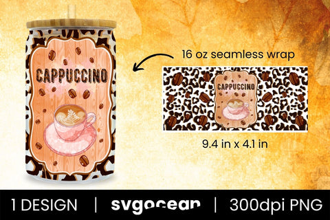 Leopard Sublimation | PNG | 16 Oz Libbey Glass Sublimation SvgOcean 