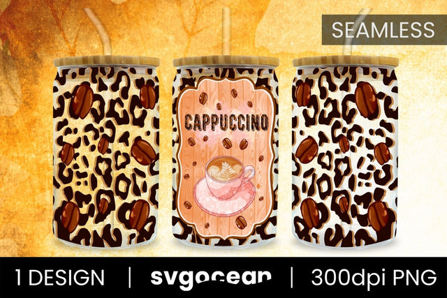Leopard Sublimation | PNG | 16 Oz Libbey Glass Sublimation SvgOcean 