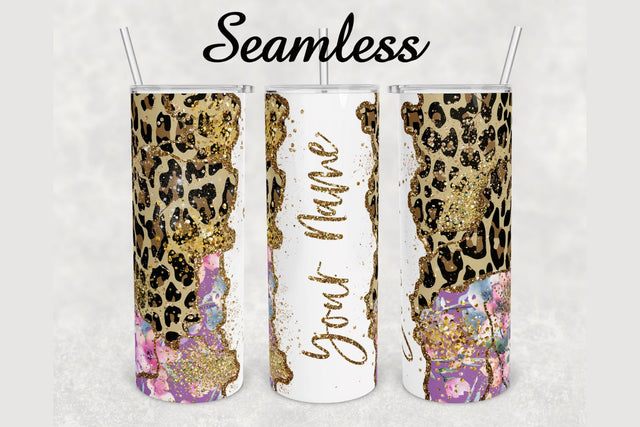 Leopard Summer Floral Agate Tumbler sublimation design 20 oz skinny tumbler wrap Sublimation BambinaCreations 