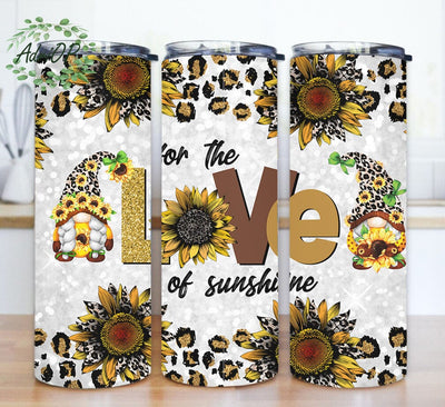 Leopard Sunflower Gnome Sublimation Tumbler Wrap, Sunflower Gnome Download, Sublimation Download for 20oz Skinny Sublimation AdriOP 