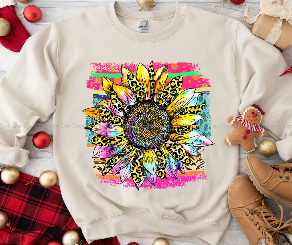 Leopard Sunflower Sublimation Design PNG - So Fontsy