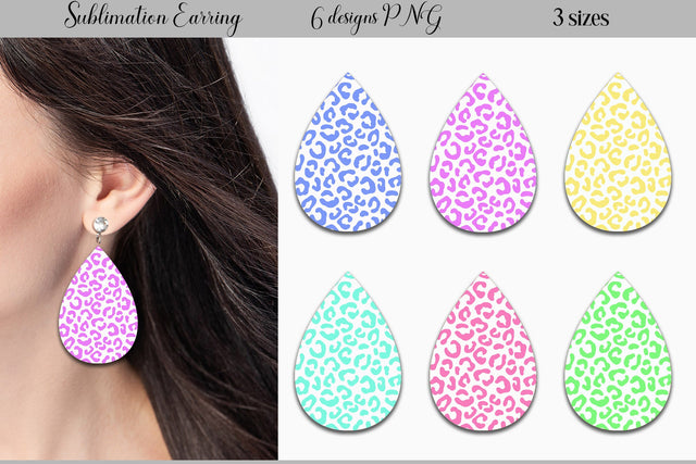 Leopard Teardrop Earrings | Pastel Earring Bundle Sublimation WatercolorColorDream 