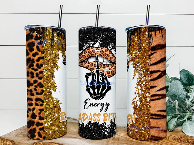 Leopard Tongue Sparkle Lips 20 oz Skinny Tumbler Png, Leopard Lip Tumbler, Gold Glitter Lip Tumbler, Tongue Sparkle Lips Tumbler Sublimation iStyleDesign 