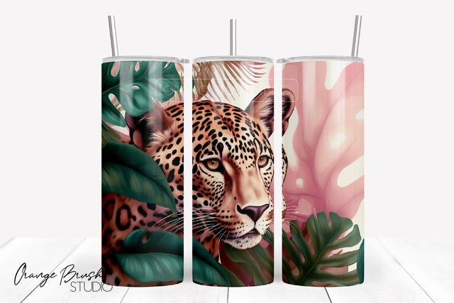 Leopard Tumbler Sublimation Design Summer Tumbler Wrap PNG SVG OrangeBrushStudio 