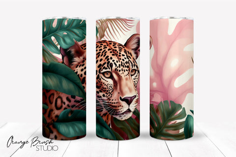 Leopard Tumbler Sublimation Design Summer Tumbler Wrap PNG SVG OrangeBrushStudio 