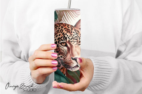 Leopard Tumbler Sublimation Design Summer Tumbler Wrap PNG SVG OrangeBrushStudio 