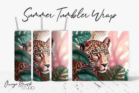 Leopard Tumbler Sublimation Design Summer Tumbler Wrap PNG SVG OrangeBrushStudio 