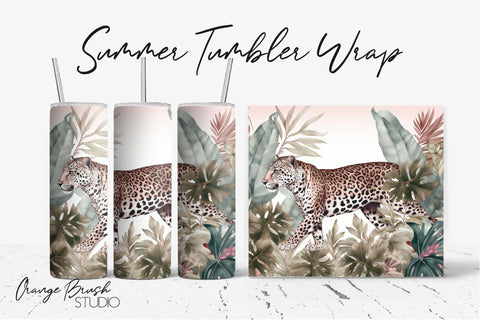 Leopard Tumbler Sublimation Summer Tumbler Wrap PNG Sublimation OrangeBrushStudio 