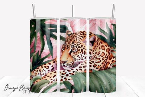 Leopard Tumbler Sublimation Summer Tumbler Wrap PNG Sublimation OrangeBrushStudio 