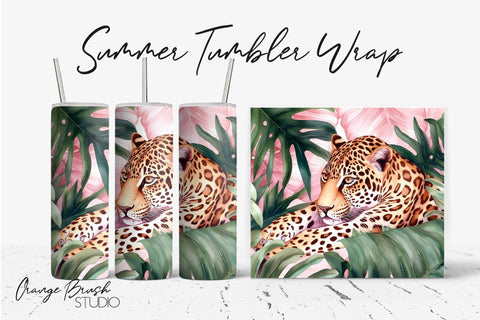 Leopard Tumbler Sublimation Summer Tumbler Wrap PNG Sublimation OrangeBrushStudio 