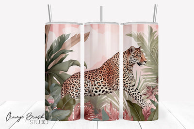 Leopard Tumbler Sublimation Tropical Tumbler Wrap PNG Sublimation OrangeBrushStudio 