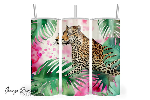 Leopard Tumbler Sublimation Tropical Tumbler Wrap PNG Sublimation OrangeBrushStudio 