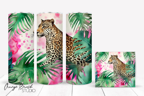 Leopard Tumbler Sublimation Tropical Tumbler Wrap PNG Sublimation OrangeBrushStudio 