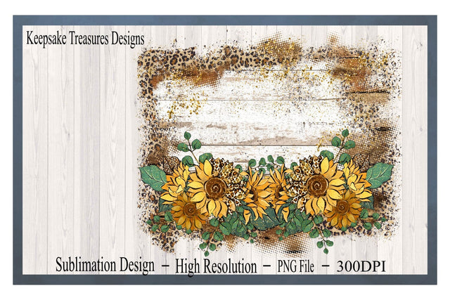 Leopard Wood Glitter Background, Western Sunflower Background, PNG Sublimation Design, Background Frame Sublimation Keepsake Treasures Designs LLC. 