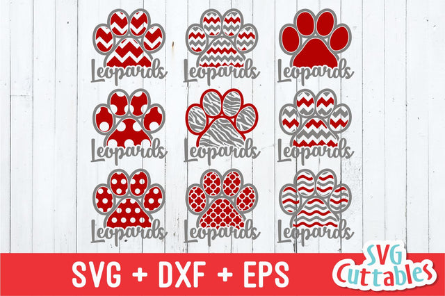 Leopards Patterned Paw Prints SVG Svg Cuttables 