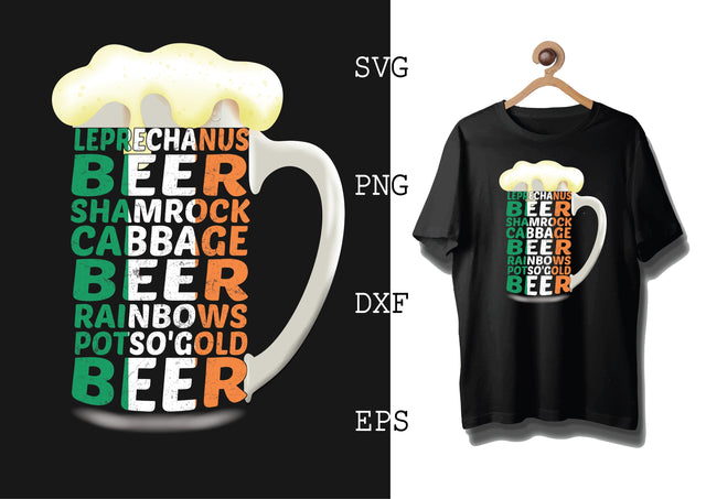 Leprechanus Beer Shamrock Cabbage Beer Svg, Green Clover Svg, Happy St. Patrick's Day Svg, Lucky Charm Svg SVG DesignTShirt 