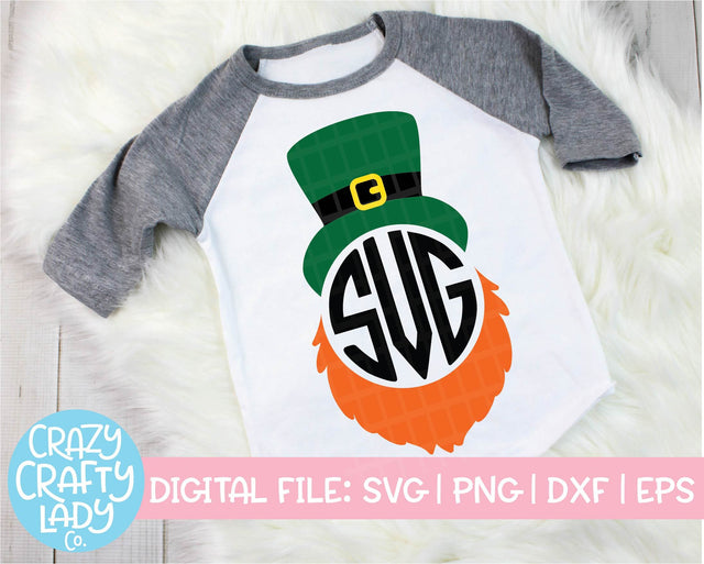 Leprechaun Hat & Beard Monogram Frame SVG Crazy Crafty Lady Co. 