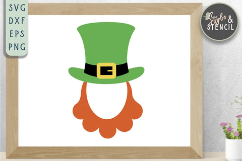 Leprechaun SVG - Leprechaun Hat and Beard SVG Style and Stencil 