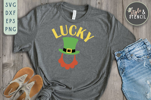 Leprechaun SVG - Leprechaun Hat and Beard SVG Style and Stencil 
