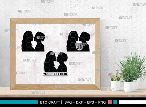 Lesbian Couple Monogram, Lesbian Couple Silhouette, Lesbian Couple SVG, Couple Svg, Homosexual Svg, Woman Lovers Svg, SB00374 SVG ETC Craft 