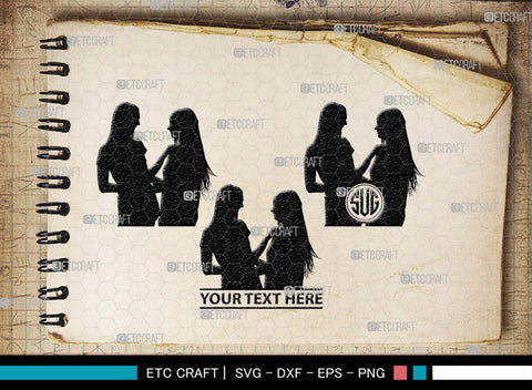 Lesbian Couple Monogram, Lesbian Couple Silhouette, Lesbian Couple SVG, Couple Svg, Homosexual Svg, Woman Lovers Svg, SB00374 SVG ETC Craft 