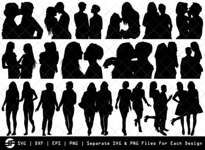 Lesbian Couple SVG | Lesbian Silhouette Bundle | Cut File SVG ETC Craft 