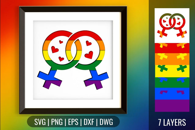 Lesbian Pride Shadowbox SVG SVG SvgOcean 