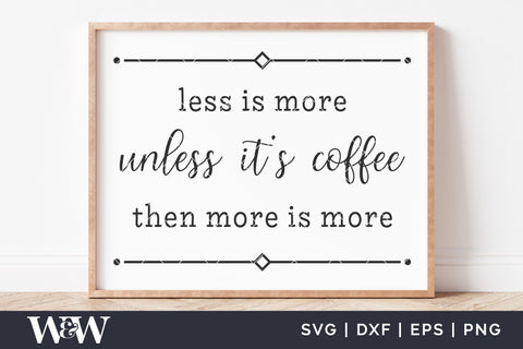 Less Is More Unless It's Coffee SVG | Funny Coffee Sign SVG SVG Wood And Walt 