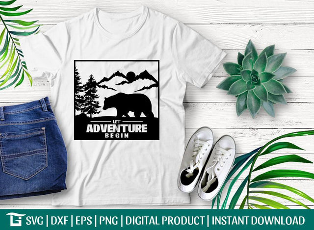 Let Adventure Begin - Forest Bear Svg Cut File, Mama Bear Svg, Little Bear Svg, Tshirt Design, SVG ETC Craft 