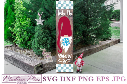 Let It Snow, Christmas Gnome, Vertical Sign Svg SVG Madison Mae Designs 