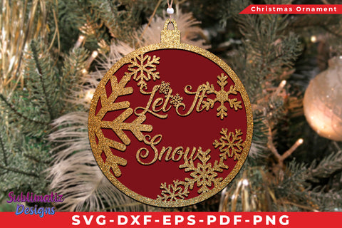 Let It Snow Christmas Ornament SVG Cut File SVG Sublimatiz Designs 