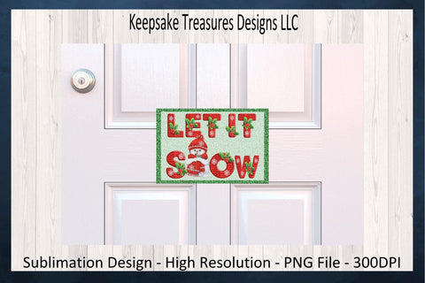 Let It Snow Doormat Design, Christmas Red Knit Pattern Letters, Sublimation PNG, Seasonal Decor, Winter Wreath Attachment, Instant Download Sublimation Keepsake Treasures Designs LLC. 