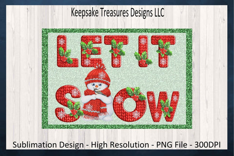 Let It Snow Doormat Design, Christmas Red Knit Pattern Letters, Sublimation PNG, Seasonal Decor, Winter Wreath Attachment, Instant Download Sublimation Keepsake Treasures Designs LLC. 