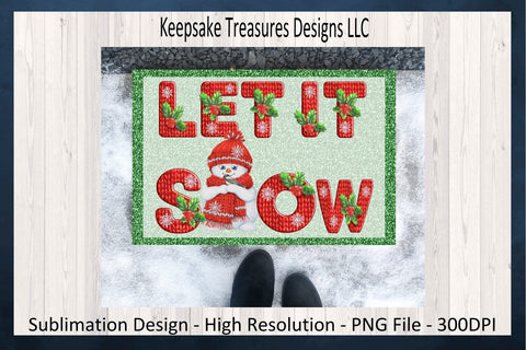Let It Snow Doormat Design, Christmas Red Knit Pattern Letters, Sublimation PNG, Seasonal Decor, Winter Wreath Attachment, Instant Download Sublimation Keepsake Treasures Designs LLC. 