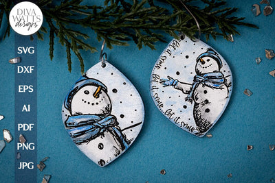 Let It Snow Earrings SVG For Laser Glowforge Snowman Earrings For Winter Snowman Earrings SVG Let It Snow Glowforge svg For Earrings Winter SVG Diva Watts Designs 