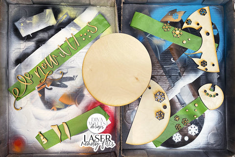 Let It Snow Glowforge SVG | Winter Snowman Laser File SVG Diva Watts Designs 