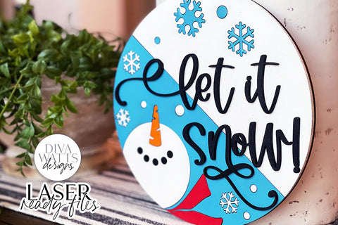 Let It Snow Glowforge SVG | Winter Snowman Laser File SVG Diva Watts Designs 