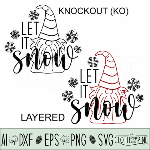 Let It Snow Gnome. Two Designs Available SVG Cloth and Pine Designs 