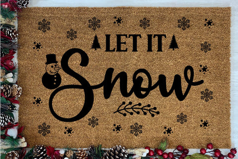 Let It Snow I Christmas Doormat SVG I Christmas Welcome Sign SVG SVG Happy Printables Club 
