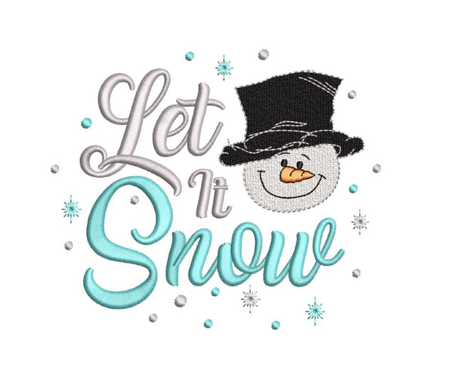 Let it snow machine embroidery design, Snowman embroidery file, 4 sizes, instant download Embroidery/Applique DESIGNS Nino Nadaraia 