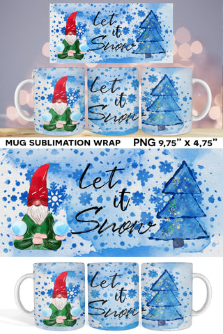 Let it Snow Mug wrap template, Christmas mug sublimation Sublimation Natasha Prando 