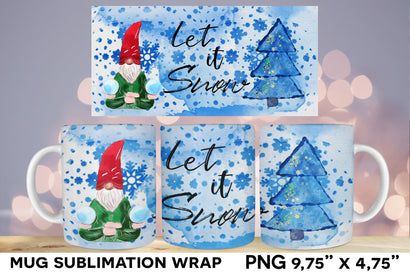 Let it Snow Mug wrap template, Christmas mug sublimation Sublimation Natasha Prando 