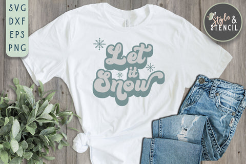 Let it Snow Retro SVG SVG Style and Stencil 
