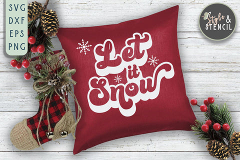 Let it Snow Retro SVG SVG Style and Stencil 