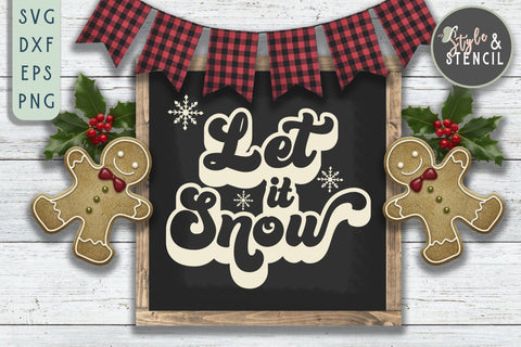 Let it Snow Retro SVG SVG Style and Stencil 
